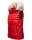 Marikoo Eisflöckchen Damen Steppweste  Winter Weste mit Fellkragen B896 Rot-Gr.XS