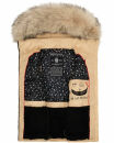 Marikoo Eisflöckchen Damen Steppweste  Winter Weste mit Fellkragen B896 Beige-Gr.M