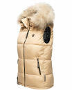 Marikoo Eisflöckchen Damen Steppweste  Winter Weste mit Fellkragen B896 Beige-Gr.L
