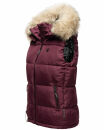 Marikoo Eisflöckchen Damen Steppweste  Winter Weste mit Fellkragen B896 Weinrot-Gr.M