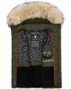 Marikoo Eisflöckchen Damen Steppweste  Winter Weste mit Fellkragen B896 Olive-Gr.XS