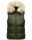 Marikoo Eisflöckchen Damen Steppweste  Winter Weste mit Fellkragen B896 Olive-Gr.XS