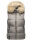 Marikoo Eisflöckchen Damen Steppweste  Winter Weste mit Fellkragen B896 Grau-Gr.XS