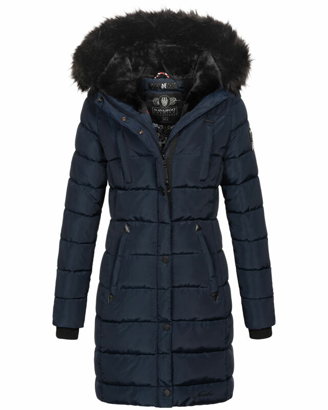 Navahoo Lotusblüte Princess Damen Winter Steppjacke mit Kapuze B897 Navy-Gr.XXL