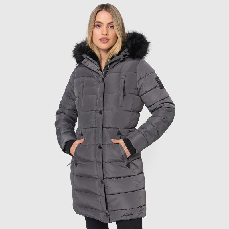 Navahoo Lotusblüte Princess Damen Winter Steppjacke mit Kapuze B897 Anthr.-Gr.S