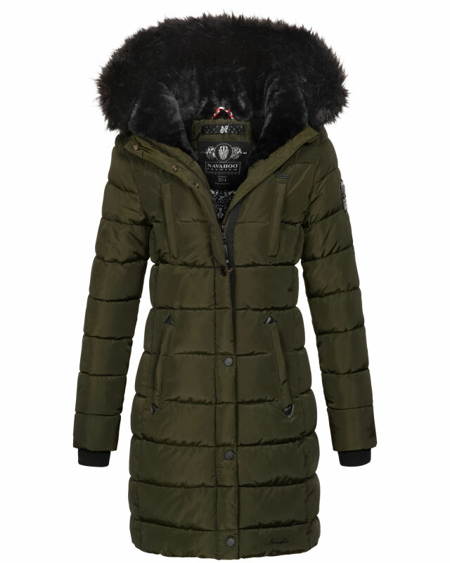 Navahoo Lotusblüte Princess Damen Winter Steppjacke mit Kapuze B897 Olive-Gr.S