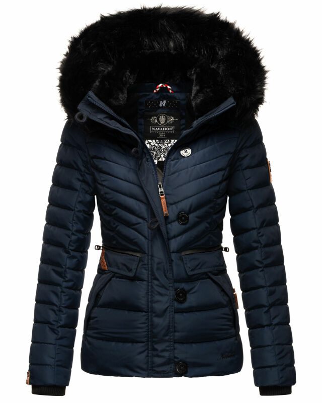 Navahoo Wisteriaa Damen Winter Steppjacke mit Fellkragen B899 Navy-Gr.XS