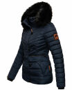 Navahoo Wisteriaa Damen Winter Steppjacke mit Fellkragen B899 Navy-Gr.XS