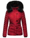 Navahoo Wisteriaa Damen Winter Steppjacke mit Fellkragen B899 Rot-Gr.XS