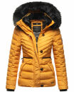 Navahoo Wisteriaa Damen Winter Steppjacke mit Fellkragen B899 Gelb-Gr.M
