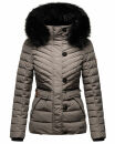 Navahoo Wisteriaa Damen Winter Steppjacke mit Fellkragen B899 Grau-Gr.XS