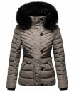 Navahoo Wisteriaa Damen Winter Steppjacke mit Fellkragen B899 Grau-Gr.S
