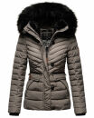 Navahoo Wisteriaa Damen Winter Steppjacke mit Fellkragen B899 Grau-Gr.M