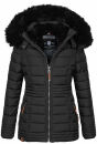 Navahoo Umay Princess Damen Winter Steppjacke mit Fellkragen 900 Schwarz-Gr.XS