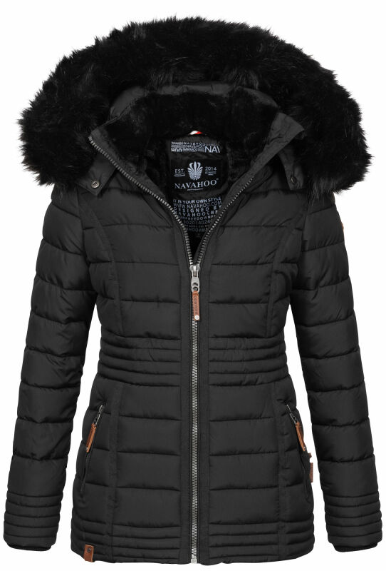 Navahoo Umay Princess Damen Winter Steppjacke mit Fellkragen 900 Schwarz-Gr.M