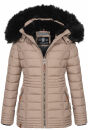 Navahoo Umay Princess Damen Winter Steppjacke mit Fellkragen 900 Taupe-Gr.XS