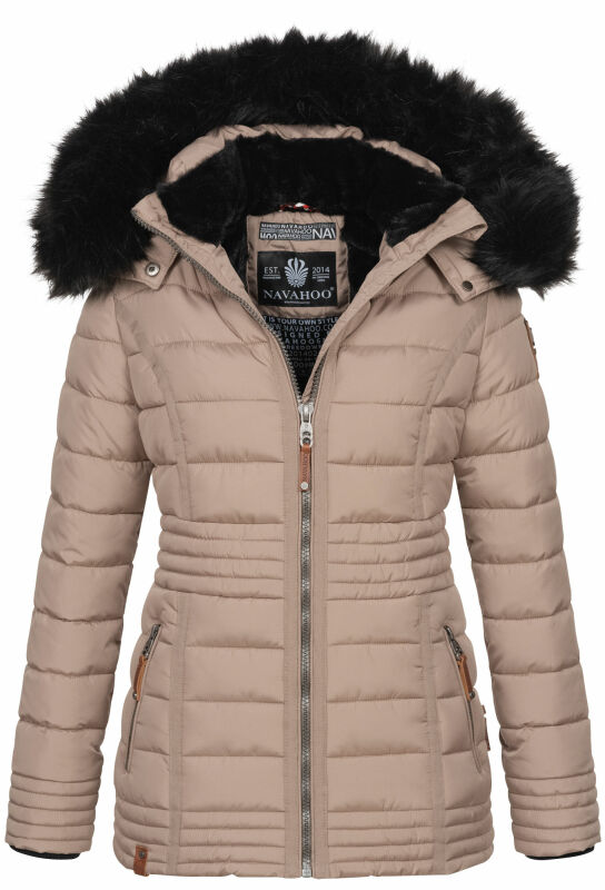 Navahoo Umay Princess Damen Winter Steppjacke mit Fellkragen 900 Taupe-Gr.S