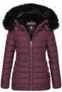 Navahoo Umay Princess Damen Winter Steppjacke mit Fellkragen 900 Weinrot-Gr.M