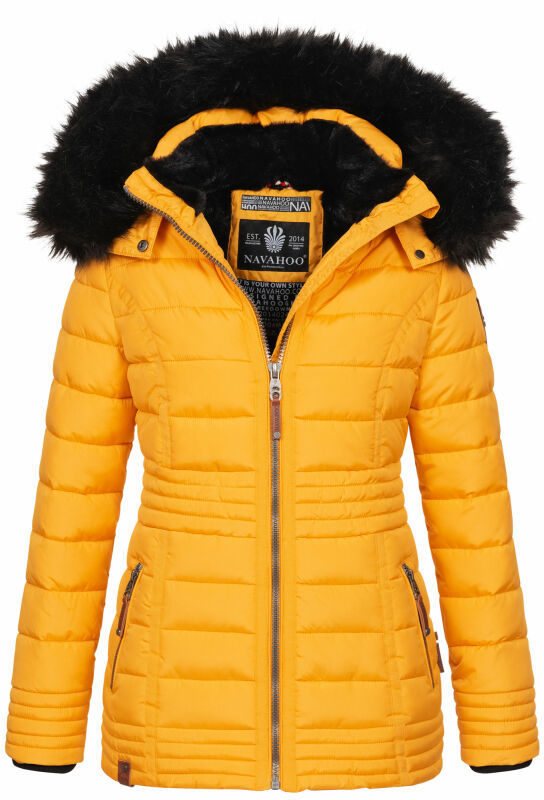 Navahoo Umay Princess Damen Winter Steppjacke mit Fellkragen 900 Gelb-Gr.S
