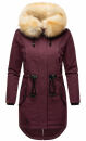 Navahoo warme Damen Winter Jacke lang mit Kunstfell B660 Weinrot Größe XS - Gr. 34