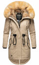Navahoo warme Damen Winter Jacke lang mit Kunstfell B660 Taupe Größe XL - Gr. 42