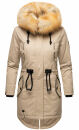 Navahoo warme Damen Winter Jacke lang mit Kunstfell B660 Taupe Größe XL - Gr. 42