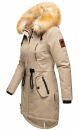 Navahoo warme Damen Winter Jacke lang mit Kunstfell B660 Taupe Größe XL - Gr. 42