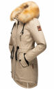 Navahoo warme Damen Winter Jacke lang mit Kunstfell B660 Taupe Größe XL - Gr. 42