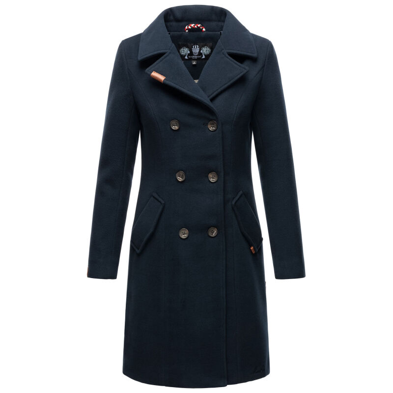 Marikoo Nanakoo Damen Mantel Trenchcoat Wintermantel Übergangs Jacke B820 Navy-Gr.XS