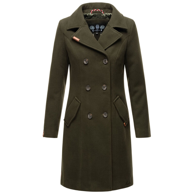 Marikoo Nanakoo Damen Mantel Trenchcoat Wintermantel Übergangs Jacke B820 Dunkelgrün-Gr.XS