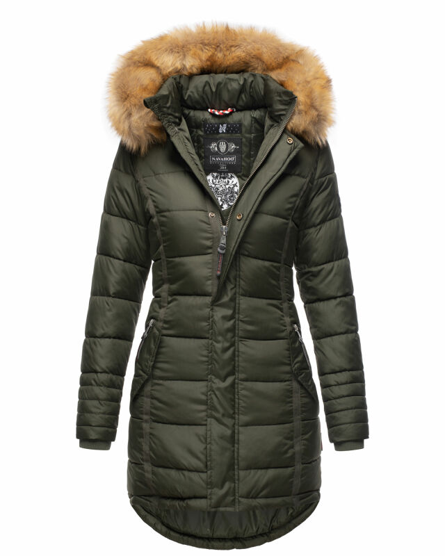 Navahoo Damen Winter Jacke Steppjacke warm gefüttert B374 Olive Größe XS - Gr. 34