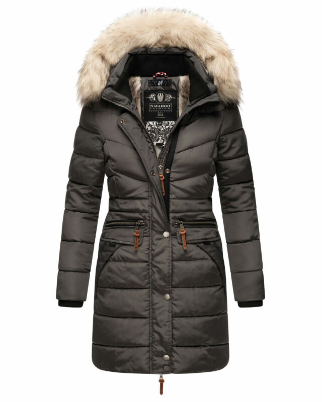 Navahoo Paula Damen Winter Jacke Mantel Parka warm gefütterte Winterjacke B383 Anthrazit Größe XS - Gr. 34