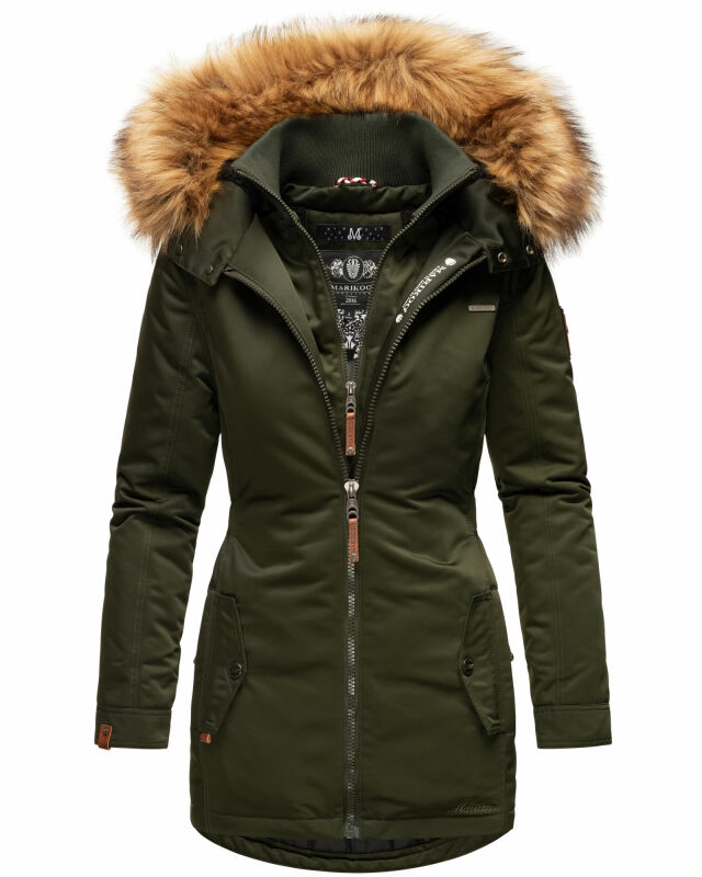 Marikoo Sanakoo Damen Winterjacke Parka mit Kapuze B825 Olive-Gr.L