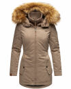 Marikoo Sanakoo Damen Winterjacke Parka mit Kapuze B825 Taupe-Gr.S