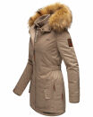 Marikoo Sanakoo Damen Winterjacke Parka mit Kapuze B825 Taupe-Gr.S