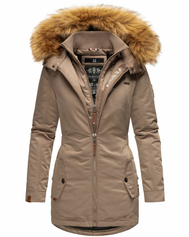 Marikoo Sanakoo Damen Winterjacke Parka mit Kapuze B825 Taupe-Gr.L