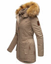 Marikoo Sanakoo Damen Winterjacke Parka mit Kapuze B825 Taupe-Gr.L