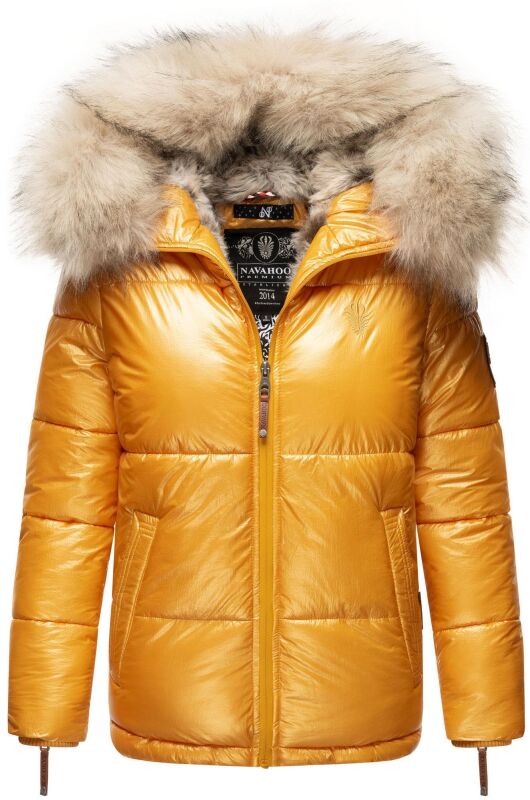 Navahoo Tikunaa Damen Winterjacke mit Kunstfellkragen B828 Gelb-Gr.XS