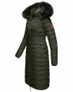 Navahoo Umay warme Damen Winter Jacke lang gesteppt mit Teddyfell B670 Olive Größe XL - Gr. 42