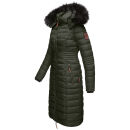 Navahoo Umay warme Damen Winter Jacke lang gesteppt mit Teddyfell B670 Olive Größe S - Gr. 36