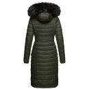 Navahoo Umay warme Damen Winter Jacke lang gesteppt mit Teddyfell B670 Olive Größe S - Gr. 36