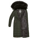 Navahoo Umay warme Damen Winter Jacke lang gesteppt mit Teddyfell B670 Olive Größe S - Gr. 36