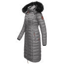 Navahoo Umay warme Damen Winter Jacke lang gesteppt mit Teddyfell B670 Grau Größe M - Gr. 38