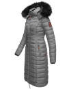 Navahoo Umay warme Damen Winter Jacke lang gesteppt mit Teddyfell B670 Grau Größe L - Gr. 40
