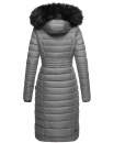Navahoo Umay warme Damen Winter Jacke lang gesteppt mit Teddyfell B670 Grau Größe XL - Gr. 42