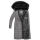 Navahoo Umay warme Damen Winter Jacke lang gesteppt mit Teddyfell B670 Grau Größe XXL - Gr. 44