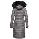 Navahoo Umay warme Damen Winter Jacke lang gesteppt mit Teddyfell B670 Grau Größe S - Gr. 36