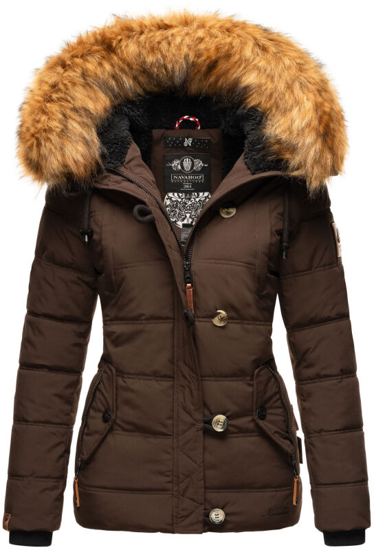Navahoo Zoja Damen Winter Stepp Jacke Teddyfell Winterjacke B831 Chocolate-Gr.S