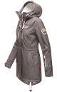 Marikoo Zimtzicke Damen Outdoor Softshell Jacke lang  B614 Grau w.D. Größe S - Gr. 36