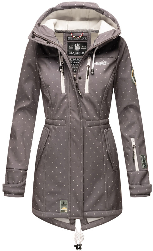 Marikoo Zimtzicke Damen Outdoor Softshell Jacke lang  B614 Grau w.D. Größe M - Gr. 38